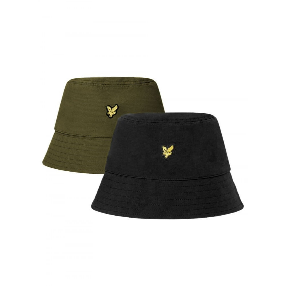 Lyle & Scott Ripstop Reversible Bucket Hat (Black/Olive) Original