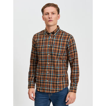 Ben Sherman Check Brushed Flannel Shirt in Brown Original